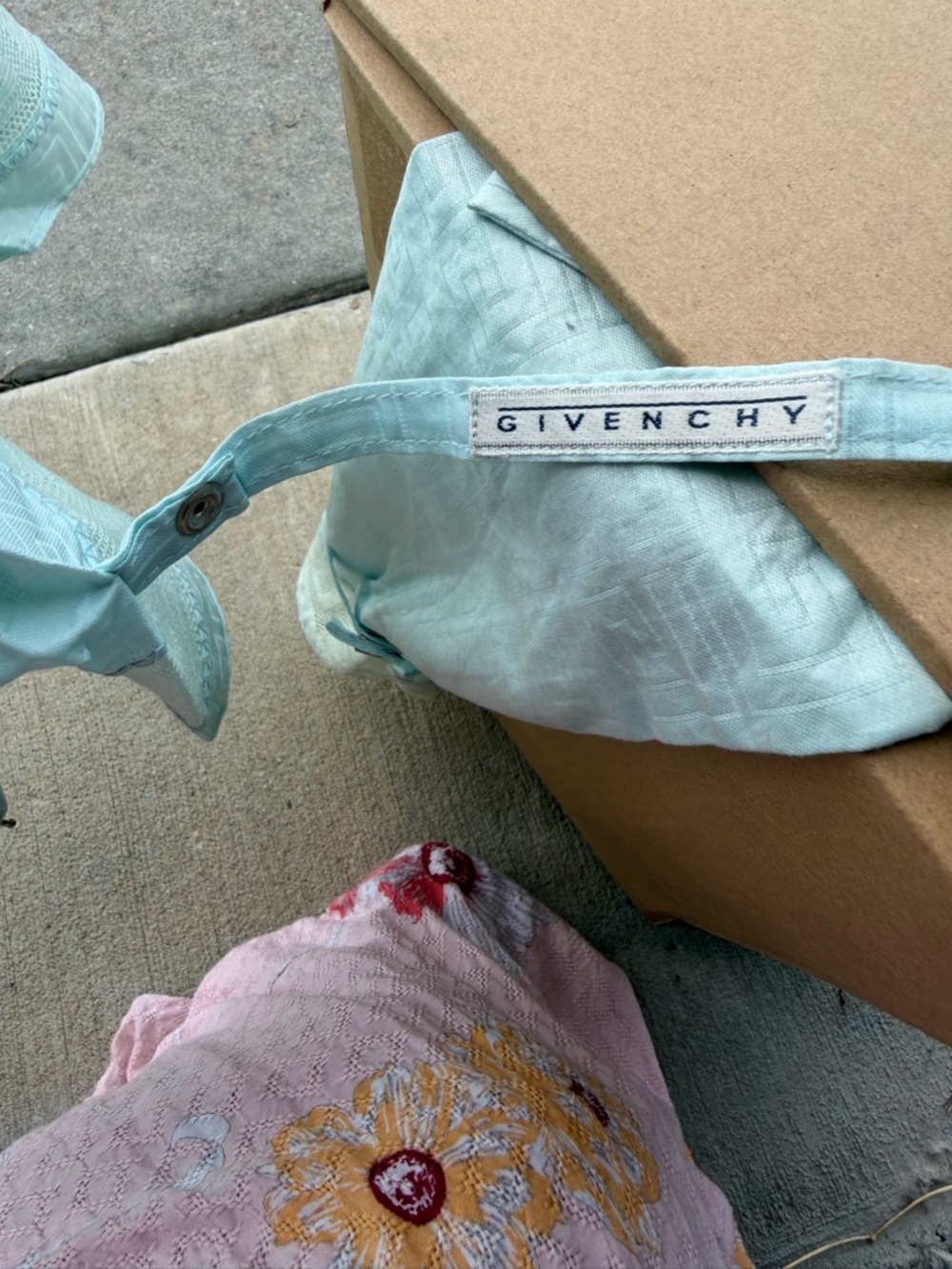 Givenchy Aqua Linen Tote with Logo Strap